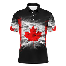 Load image into Gallery viewer, Smoky Canada Flag Mens Golf Polo Shirts Custom Name Patriotic Golf Shirts For Men Golf Gifts LDT1458