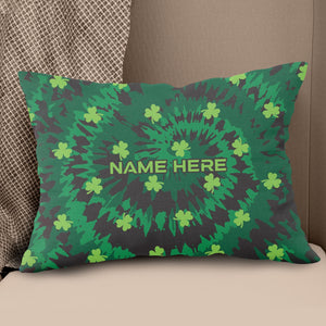 Tie Dye Spiral Green Clover St Patrick Day Custom Pillow Personalized Golf Gifts LDT1253