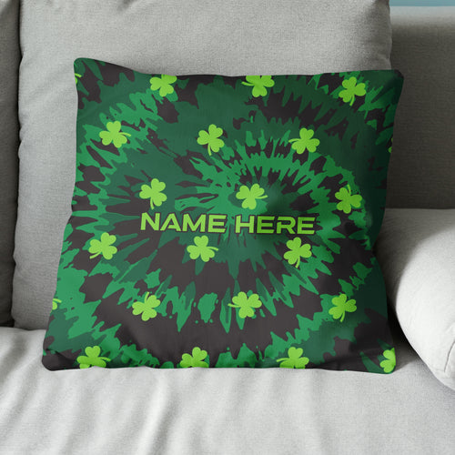 Tie Dye Spiral Green Clover St Patrick Day Custom Pillow Personalized Golf Gifts LDT1253