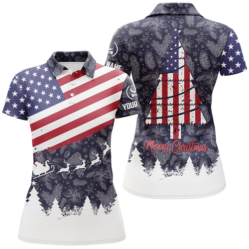 Christmas Usa Flag Golf Polo Shirts Customized Patriotic Golf Shirts For Women Golf Gifts LDT0576