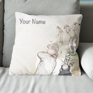 Vintage Hand Drawn Golfer Customized Pillow Personalized Golfing Gifts LDT1116