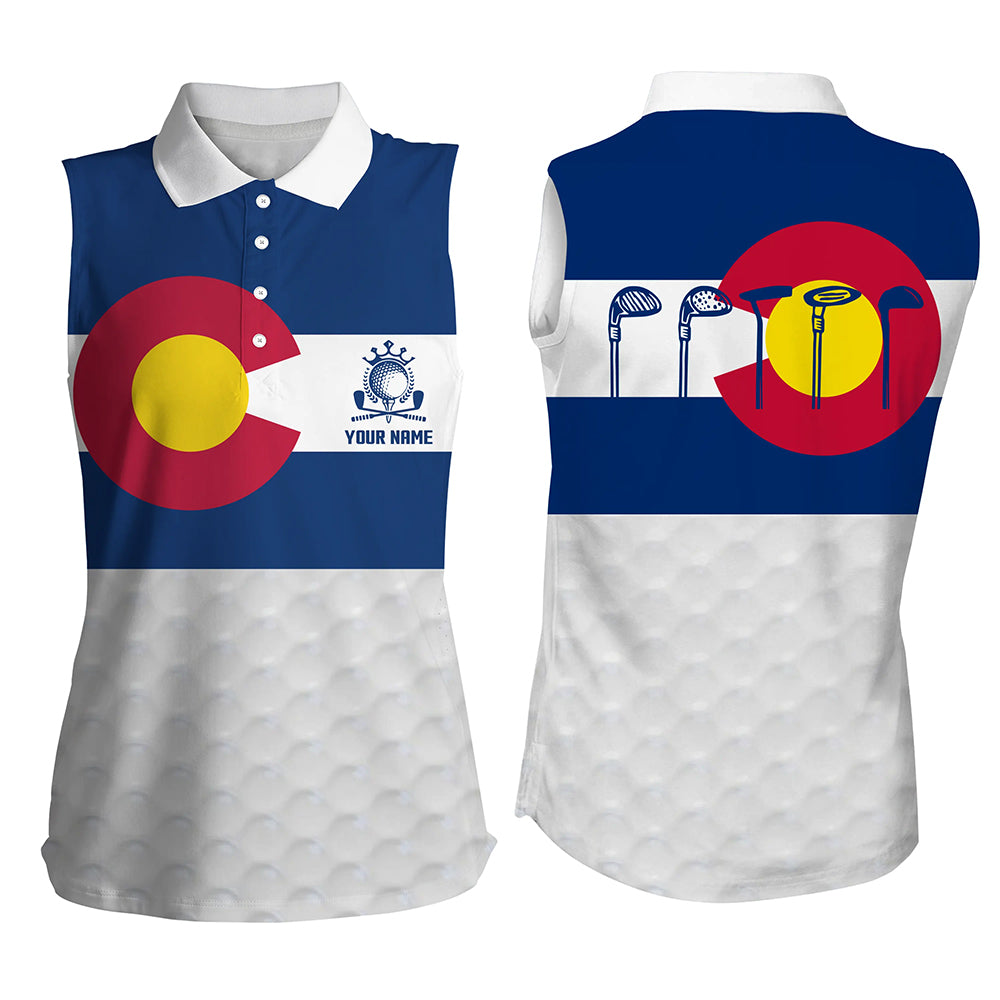 Colorado Flag Womens Sleeveless Golf Polo Shirt Custom Patriotic Golf Shirts For Women Golfing Gifts LDT0326