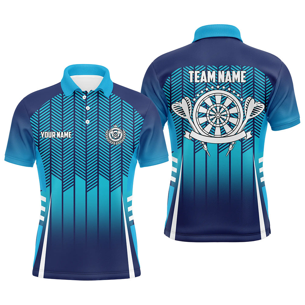 Personalized Sport Style Blue Gradient Mens Darts Polo Shirt Cool Darts Jersey For Men LDT0912