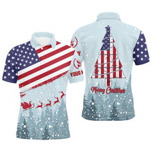 Load image into Gallery viewer, Christmas Usa Flag Golf Mens Polo Shirt Custom Winter Forest Patriotic Golf Shirts For Men LDT0670