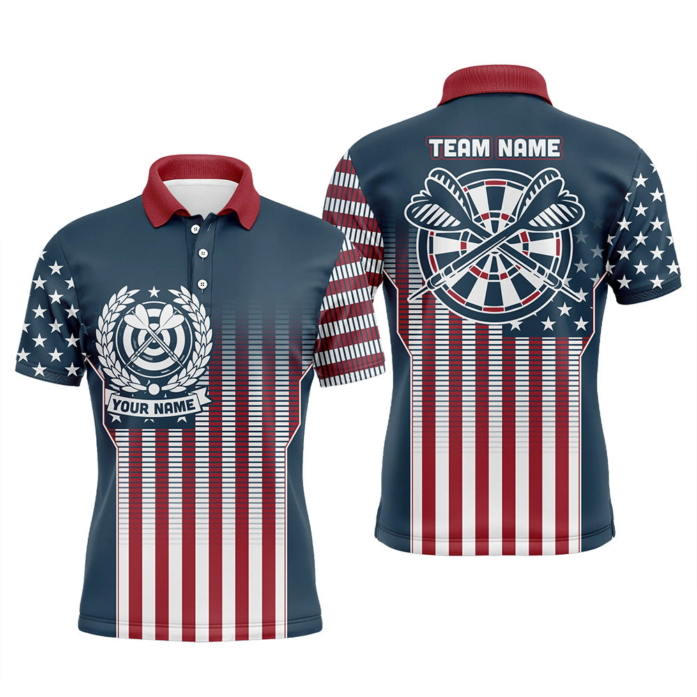 Vintage Gradient American Flag Emblem Darts Polo Shirt Custom Dart Jersey For Men LDT0363