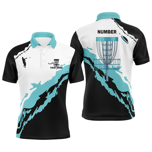 Turquoise Mens Disc Golf Polo Shirt Customized Cool Disc Golf Shirts For Men Disc Golfing Gifts LDT0934