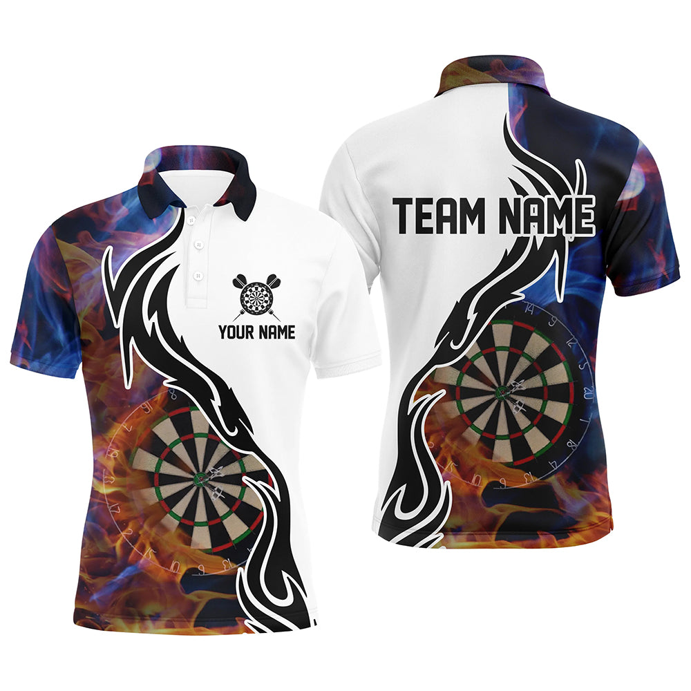 Fire Flame Dartboard Mens Dart Polo Shirts Custom Darts Shirt For Men Dart Jerseys LDT1363