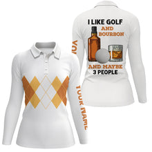 Load image into Gallery viewer, I Like Golf And Bourbon Golf Polo Shirt Custom Yellow Argyle Golf Shirts For Women Golf Gifts LDT0949
