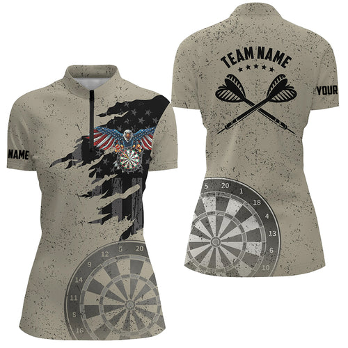 Eagle American Flag Patriotic Darts Quarter Zip Shirt Grunge Custom Dart Jerseys For Women LDT0974