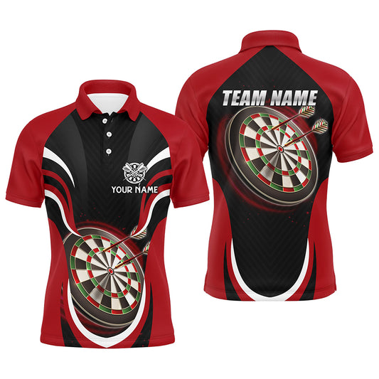 Personalized Black Red Mens Darts Polo Shirt Custom Cool Dart Shirts For Men Dart Jerseys LDT1392