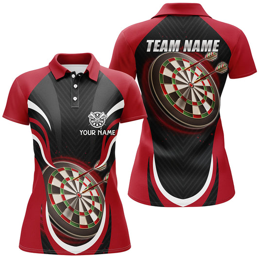 Personalized Black Red Darts Polo Shirt Custom Cool Dart Shirt For Women Dart Jerseys LDT1392