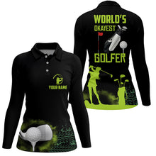 Load image into Gallery viewer, World's Okayest Golfer Womens Polo Shirt, Customized Green Golf Shirts For Women, Golf Gifts LDT0202