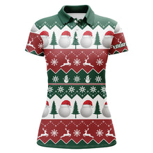 Load image into Gallery viewer, Golf Santa Christmas Tree Snow Polo Shirt Customized Christmas Golf Gifts For Women LDT0459