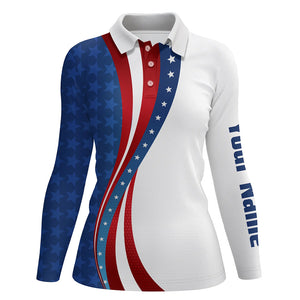 3D American Flag Womens Golf Polo Shirts Custom Patriotic Golf Shirts For Women Golfing Gifts LDT1412