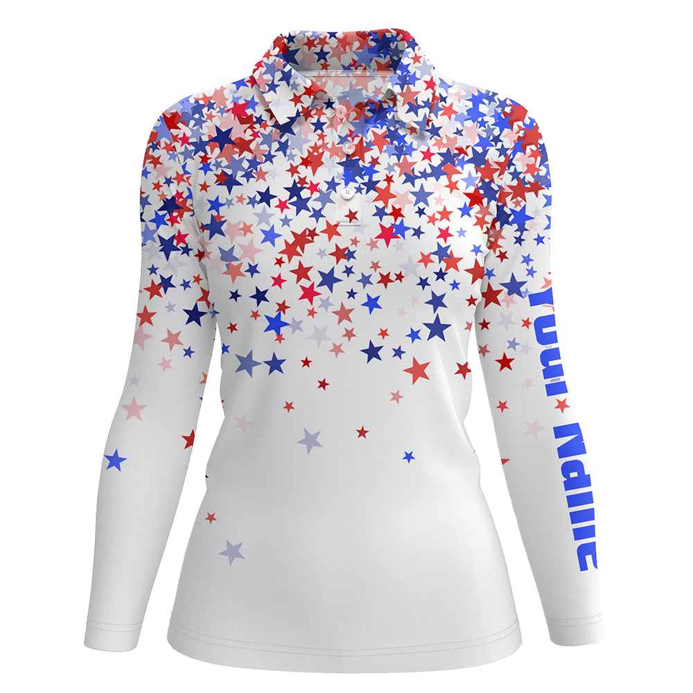 3D American Stars Womens Golf Polo Shirt Custom Patriotic Golf Shirts For Women Golfing Gifts LDT1414