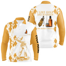 Load image into Gallery viewer, I Like Golf And Bourbon Mens Golf Polo Shirts Customized Yellow Argyle Golf Shirts For Men Golf Gifts LDT0791