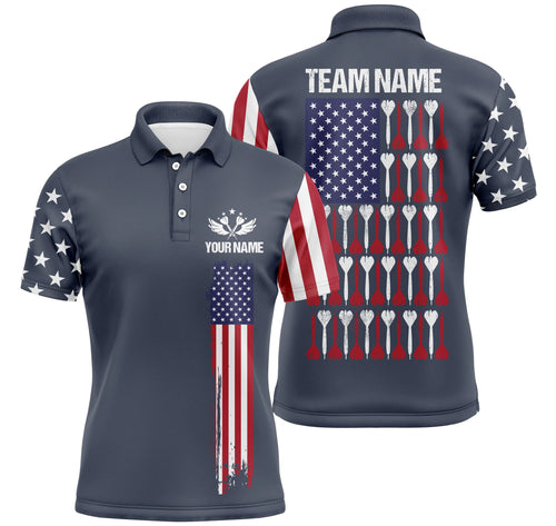 American Flag Navy Mens Darts Polo Shirt Custom Patriotic Darts Shirts For Men Dart Jersey LDT0509