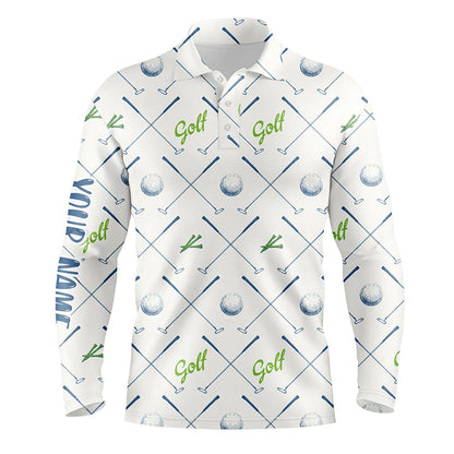 Golf Pattern Seamless Mens Polo Shirts Custom Name Cool Golf Shirts For Men Golf Gifts LDT0570