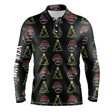 Load image into Gallery viewer, Neon Christmas Tree And Santa Mens Golf Polo Shirts Custom Funny Golf Shirts For Men LDT0621