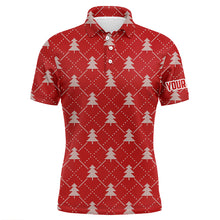 Load image into Gallery viewer, Christmas Trees Red Knitted Mens Golf Polo Shirts Argyle Golf Shirts For Men Golfer Gifts LDT0642