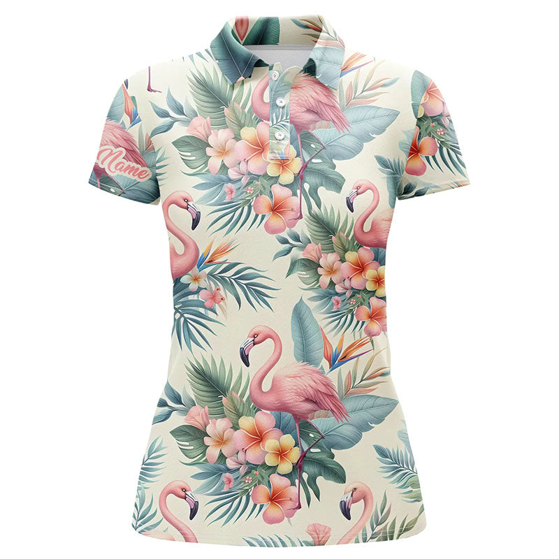 Pink Flamingo Tropical Womens Golf Polo Shirts Customized Golf Shirts For Women Golfing Gifts LDT1309