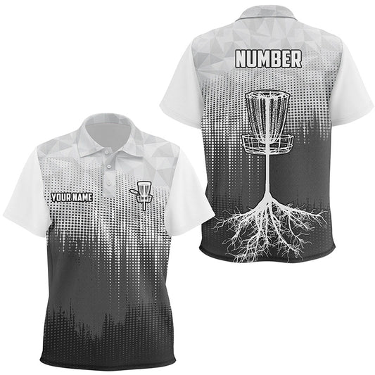 Black & White Disc Golf Kids Polo Shirts Custom Disc Golf Basket Personalized Disc Golf Gifts LDT1323