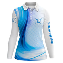 Load image into Gallery viewer, Blue Light Twinkle Womens Golf Polo Shirts Custom Name Golf Shirts For Women Golfing Gifts LDT1324