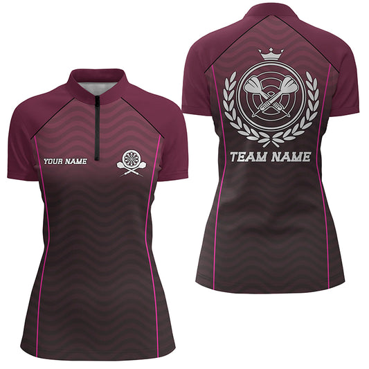 Personalized Interlaced Waving Darts Quarter-Zip Shirt Custom Women Dart Shirt Dart Jersey LDT0714