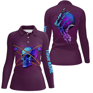 Artistic Skull Golf Womens Polo Shirt Custom Rainbow Skull Golf Shirts For Women Halloween Golf Gifts LDT0134