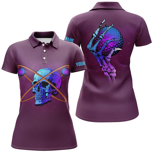Artistic Skull Golf Womens Polo Shirt Custom Rainbow Skull Golf Shirts For Women Halloween Golf Gifts LDT0134