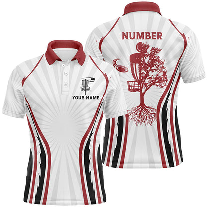 Retro Red Fire Disc Golf Mens Polo Shirt Personalized Disc Golf Shirts For Men Disc Golf Basket LDT0935