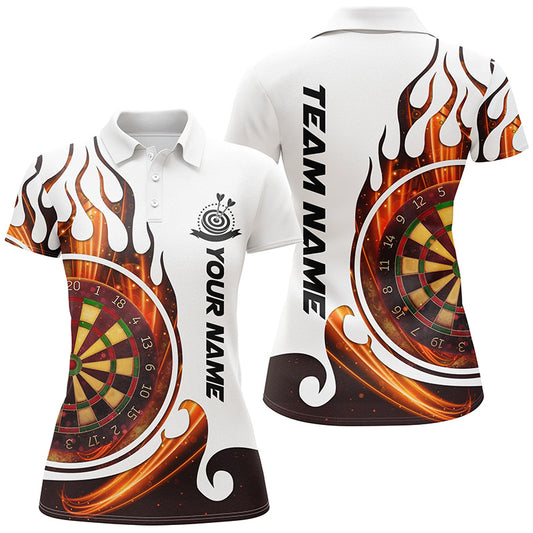 Fire Flame Dartboard Womens Darts Polo Shirt Custom Dart Shirts For Women Dart Jerseys LDT1348