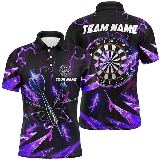 Purple Thunder Lightning 3D Mens Darts Polo Shirt Custom Dart Shirts For Men Dart Jerseys LDT1350