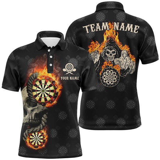 Personalized Darts Flame Skull Reaper Mens Polo Shirts Custom Crazy Darts Jersey For Men LDT0767