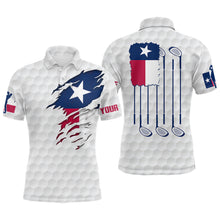 Load image into Gallery viewer, Retro Texas Flag White Golf Pattern Mens Polo Shirt Patriotic Golf Shirts For Men Golf Gifts LDT0495