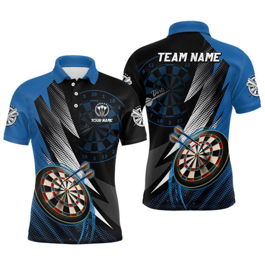 Personalized Black Blue Mens Darts Polo Shirt Custom Cool Dart Shirt For Men Team Jersey LDT1217