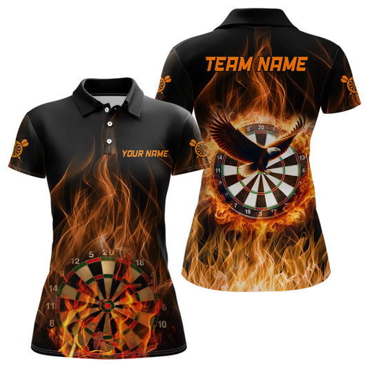 Orange Fire Flame Eagle Womens Darts Polo Shirt Custom Dart Shirts For Women Dart Jerseys LDT1446