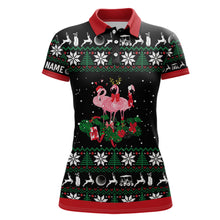 Load image into Gallery viewer, Christmas Flamingo Womens Golf Polo Shirt Custom Golf Gifts For Women Personalized Golf Tops LDT1043
