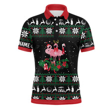 Load image into Gallery viewer, Christmas Flamingo Mens Golf Polo Shirt Custom Golf Gifts For Men Personalized Men Golf Tops LDT1043