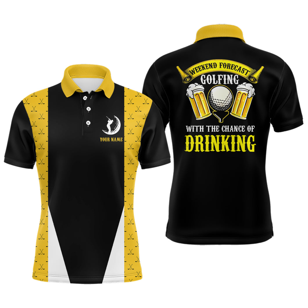 Golfing With The Chance Of Drinking Golf Clubs Seamless Mens Polo Shirt Beer Golf Shirts For Men LDT0542