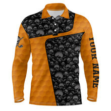 Load image into Gallery viewer, Skull Orange Golf Ball Pattern Mens Polo Shirt Custom Golf Shirts For Men Halloween Golf Gifts LDT0553