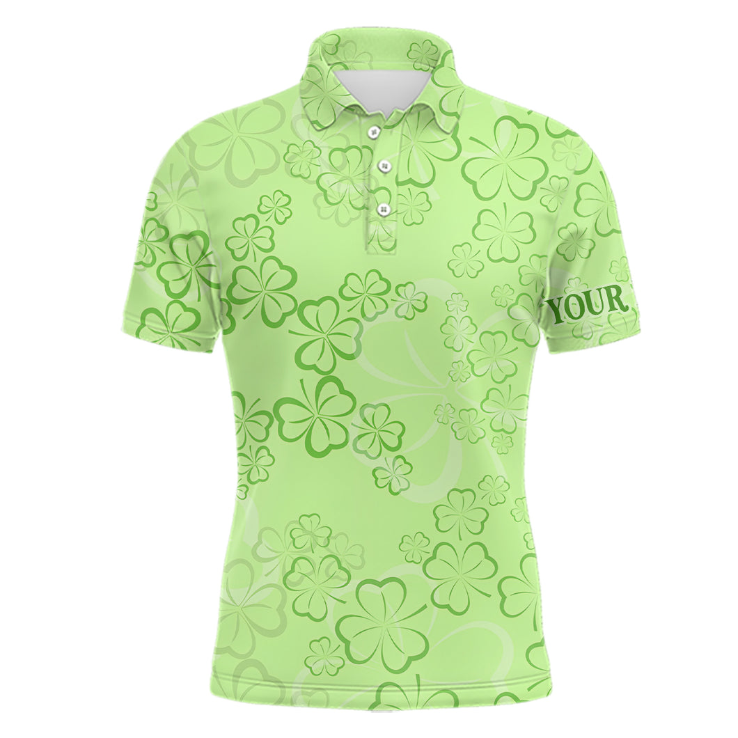St Patrick Day Mens Golf Polo Shirts Shamrock Leaves Custom Golf Shirts For Men Golfing Gifts LDT1260