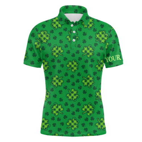 Clover St Patrick Day Mens Golf Polo Shirts Shamrock Leaves Custom Golf Shirts For Men Golfing Gifts LDT1261