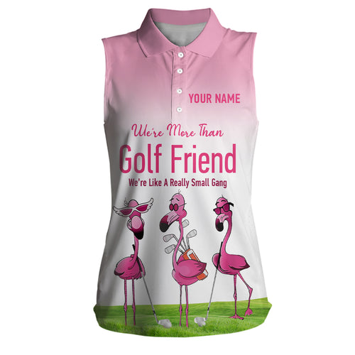 We're More Than Golf Friend Pink Flamingo Womens Sleeveless Polo Shirts Cute Golf Shirts For Women LDT0602