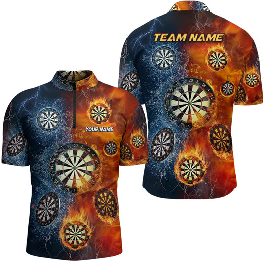 Fire And Water Darts Quarter-Zip Shirt Personalized Darts Shirt For Men Dart Team Jersey LDT0635
