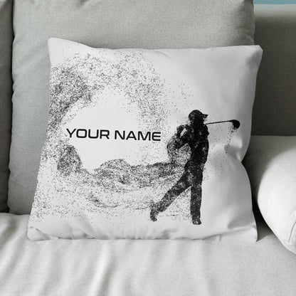 Silhouette Golf Player Custom Throw Pillow Personalized Golfing Gifts LDT1125