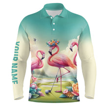 Load image into Gallery viewer, Pink Flamingo Tropical Mens Golf Polo Shirts Custom Name Golf Shirts For Men Golf Gifts LDT1306