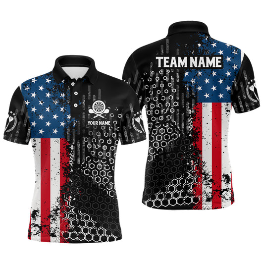 American Flag Hive Pattern Mens Darts Polo Shirt Custom Patriotic Darts Jersey For Men LDT1464