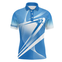 Load image into Gallery viewer, White Blue Custom Name Mens Golf Polo Shirts Personalized Golf Shirts For Men Golfing Gifts LDT1320