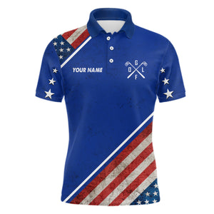 Retro Usa Flag Mens Golf Polo Shirts Custom Patriotic Golf Shirts For Men Golfing Gifts LDT1469